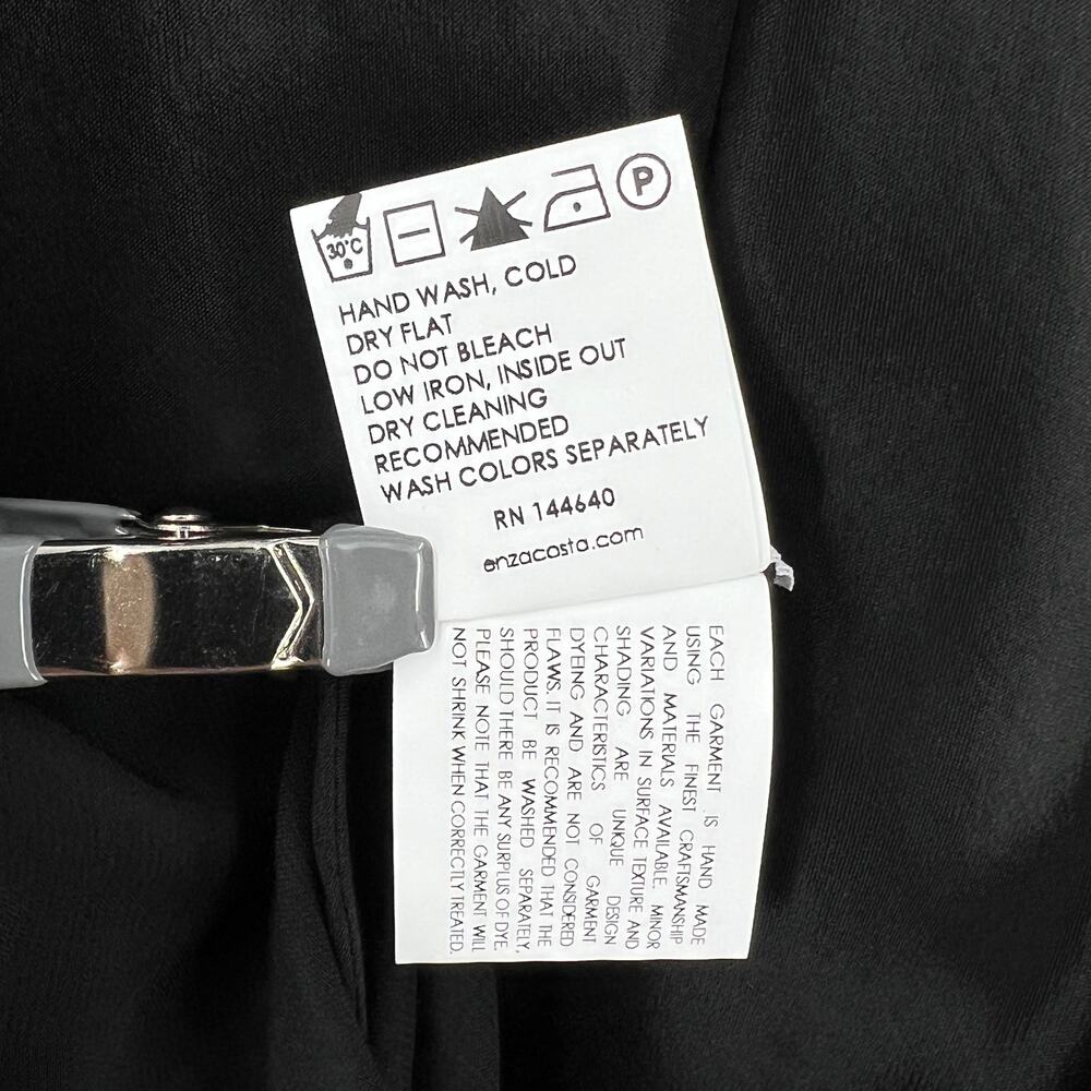 ENZA COSTA Dress Womens Medium 2 Black Satin Bias Slip Maxi Spaghetti Strap NEW - Picture 13 of 16